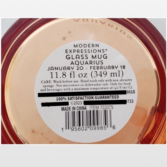 New Mug Glass Coffee Aquarius Zodiac Orange Transparent Silver Star Constellatio - Picture 12 of 12